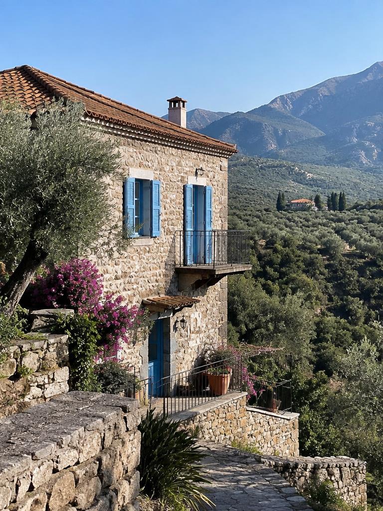 Illustrated countryside of Greece
