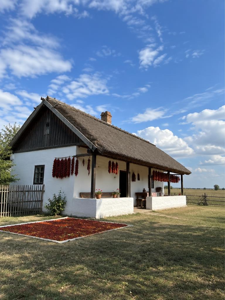 Illustrated countryside of Hungary