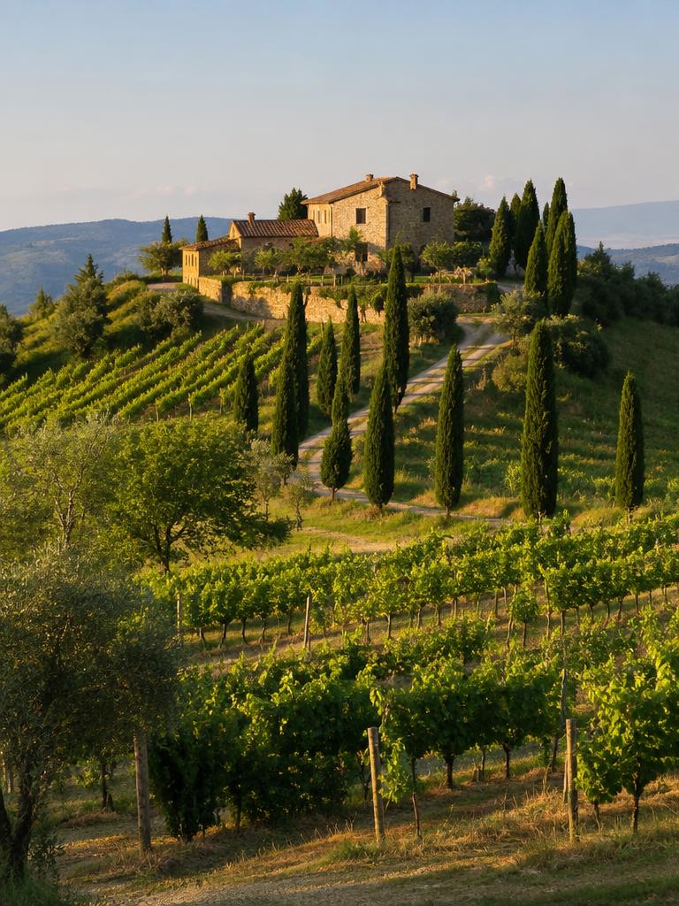 Illustrated countryside of Italy