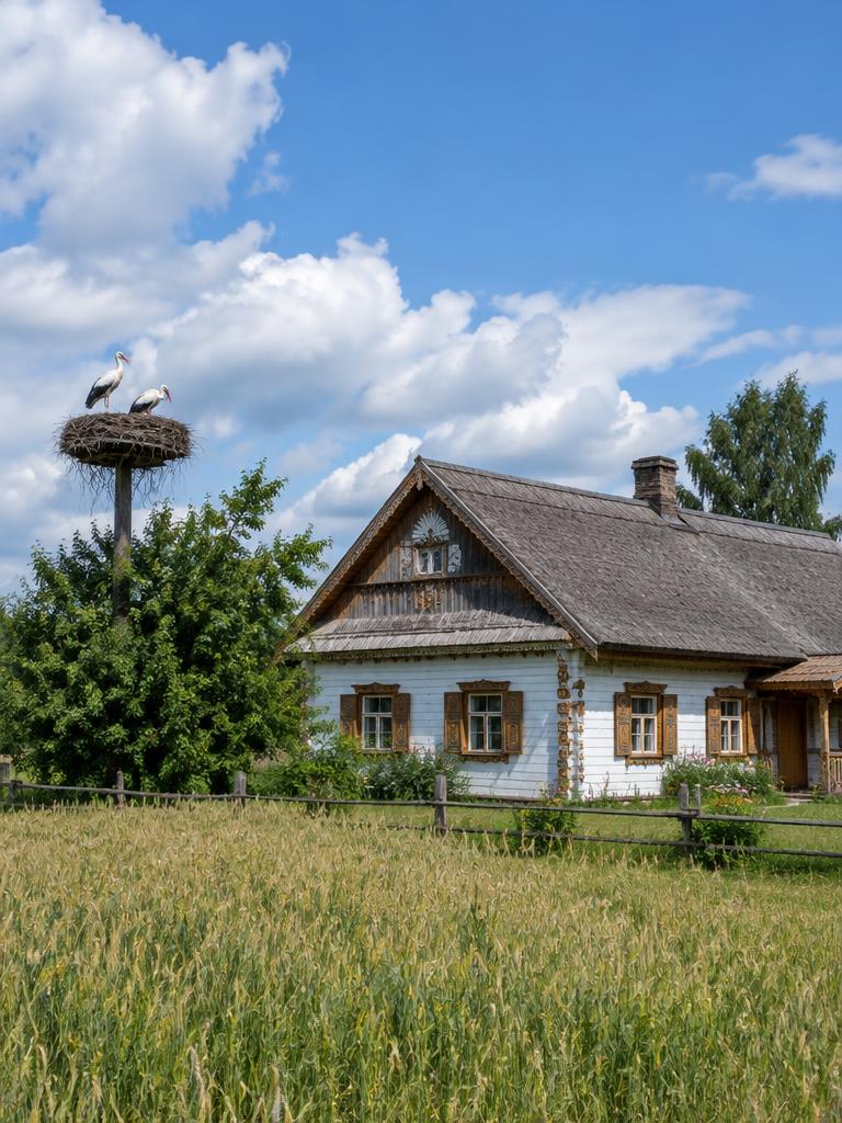 Illustrated countryside of Lithuania