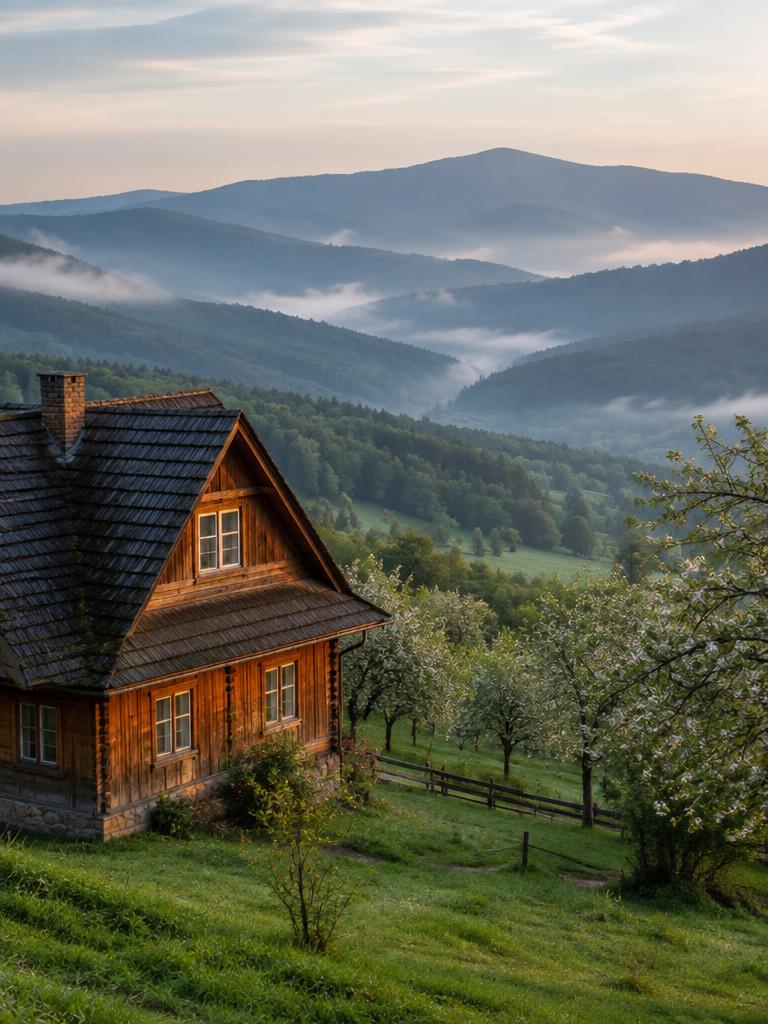 Illustrated countryside of Poland