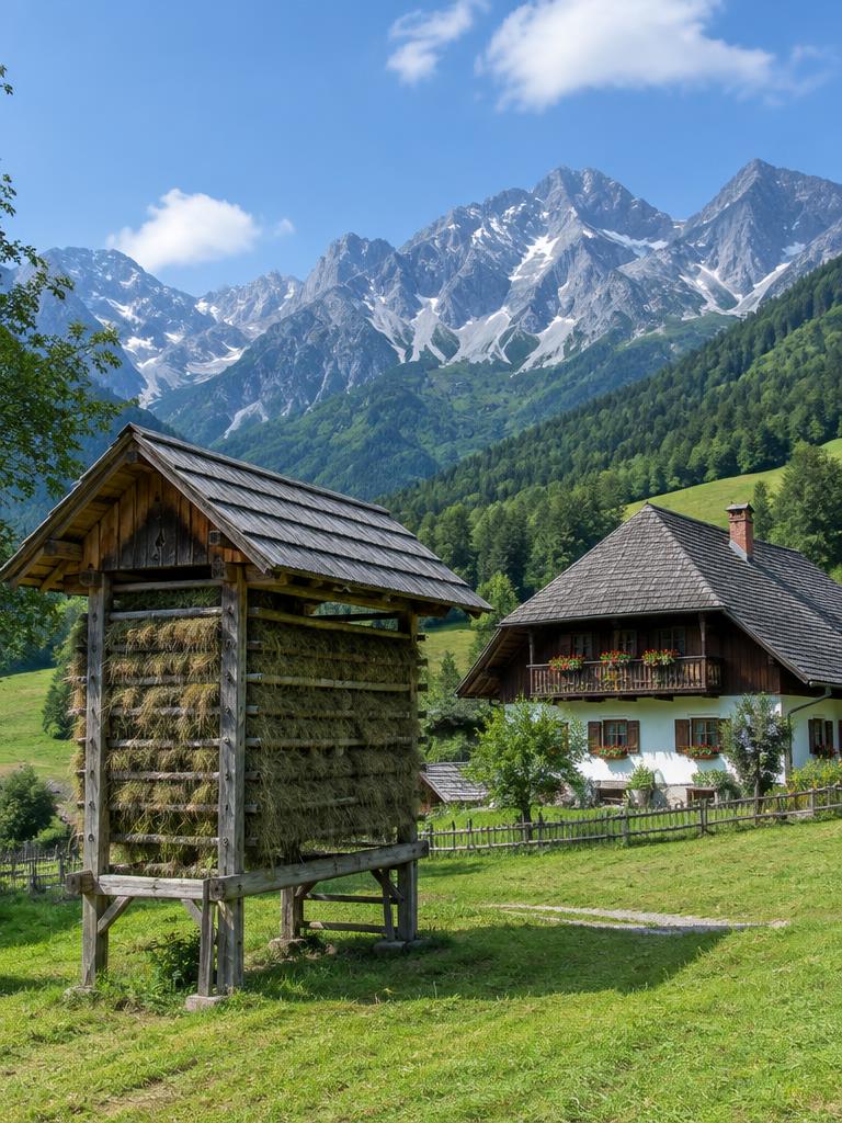 Illustrated countryside of Slovenia